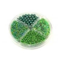 Hobby & Crafting Fun Bead Kit Seed Beads, Bugle Beads & Pearls Green & Bottle