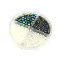 Hobby & Crafting Fun Bead Kit Seed Beads & Pearls Rainbow Clear & Rainbow Oil