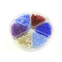 hobby crafting fun bead kit bugle faceted beads silver blue purple red