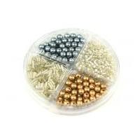 Hobby & Crafting Fun Bead Kit Seed Beads, Bugle Beads & Pearls Gunmetal, Silver & Bronze