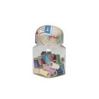 Hobby & Gift Clear Jar of Sewing Threads with Pincushion Lid