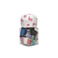 Hobby & Gift Clear Jar of Sewing Threads with Pincushion Lid