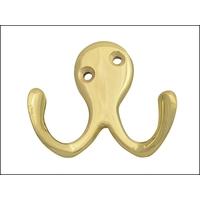 Hook Double Robe - Brass Finish 56mm Pack of 2