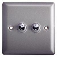 holder 10a 2 way single pewter effect light switch