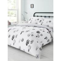 Home Cactus print white duvet cover set - Black and White