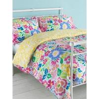Home Bold Flower Print Cotton Blend Easy Care Bedding Duvet Cover Set Single, Double, King - Yellow