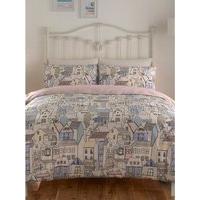 home houses print easy care cotton blend bedding duvet cover set grey