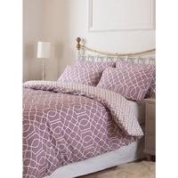 Home Mauve Geometric Print Easy Care Cotton Blend Fabric Bedding Duvet Cover Set - Mauve