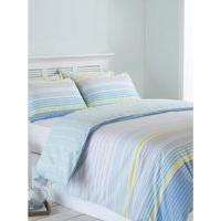 Home Coastal Blue Stripe Print Easy Care Cotton Blend Bedding Duvet Cover Set - Single, Double, King - Blue