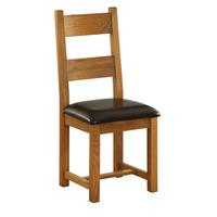 Hoxton Solid Oak Horizontal Slatted Back Leather Dining Chair