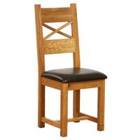 Hoxton Solid Oak Cross Back Leather Dining Chair