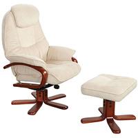 hong kong fabric swivel recliner and footstool beige