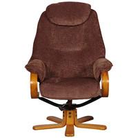 Hong Kong Fabric Swivel Recliner and Footstool Chocolate