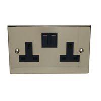 Holder 13A Brass Effect Switched Double Socket