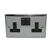 Holder 13A Chrome Effect Switched Double Socket