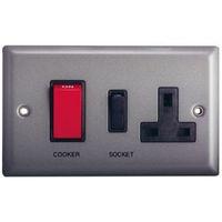 Holder 45A Double Pole Pewter Effect Cooker Switch