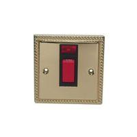 Holder 1-Gang 45A Polished Brass Effect Cooker Switch