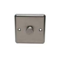 holder 2 way single brushed steel dimmer switch