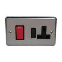 Holder 2-Gang 45A Brushed Stainless Steel Cooker Control Unit