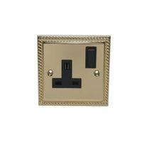 Holder 13A Black Plated Brass Effect Switched Single Socket
