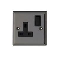 Holder 13A Nickel Effect Switched Single Socket