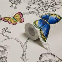 holden dcor keilena white floral butterflies wallpaper