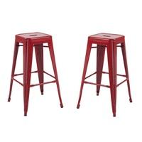 Hoxton Metal Stackable Bar Stool In Red in A Pair