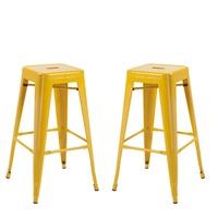 Hoxton Metal Stackable Bar Stool In Yellow in A Pair