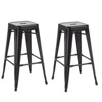 Hoxton Metal Stackable Bar Stool In Black in A Pair