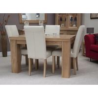 Homestyle GB Chunky Oak Dining Set - Small with 4 Marianna Cream Chairs