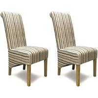 Homestyle GB Richmond Striped Natural Fabric Dining Chair (Pair)