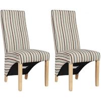 Homestyle GB Wave Natural Striped Fabric Dining Chair (Pair)