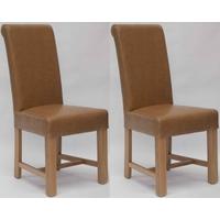 homestyle gb louisa bycast leather dining chair tan pair