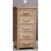 Homestyle GB Opus Oak Chest of Drawer - 5 Drawer Narrow