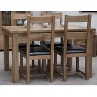homestyle gb rustic oak dining set extending with 4 rustic leather sea ...