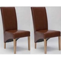 Homestyle GB Contempo Bonded Leather Dining Chair - Tan (Pair)