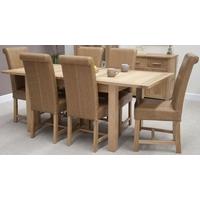 homestyle gb opus oak dining set extending with 6 louisa tan dining ch ...