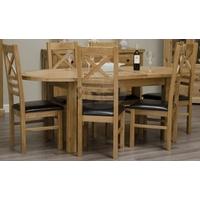 homestyle gb deluxe oak dining set oval extending with 6 cross back ch ...