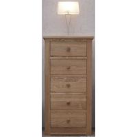 Homestyle GB Torino Oak Chest of Drawer - 5 Drawer Narrow