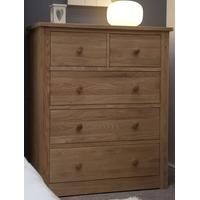 homestyle gb torino oak chest of drawer 2 over 3 drawer wide