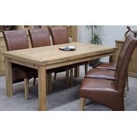 Homestyle GB Torino Oak Dining Set - Large Draw Leaf with 6 Contempo Tan Dining Chairs