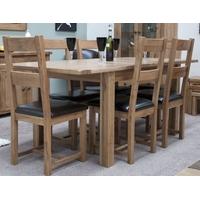 Homestyle GB Rustic Oak Dining Set - Extending with 6 Rustic Leather Seat Chairs