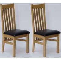 Homestyle GB Perugia Oak Dining Chair with Brown Seat Pad (Pair)