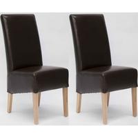 Homestyle GB Oslo Bycast Leather Dining Chair - Brown (Pair)