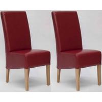 Homestyle GB Oslo Bycast Leather Dining Chair - Red (Pair)