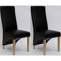 Homestyle GB Wave Noir Bonded Leather Dining Chair (Pair)