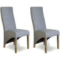 Homestyle GB Wave Chenille Duck Egg Blue Fabric Dining Chair (Pair)