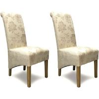 Homestyle GB Wave Floral Cream Fabric Dining Chair (Pair)