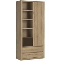 Hobby Oak Melamine Dark Brown Open Shelving Cabinet - Tall 1 Door 3 Drawer