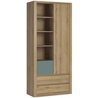 hobby oak melamine turquoise open shelving cabinet tall 1 door 3 drawe ...